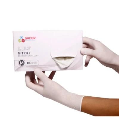 Malaysia Medical Disposable Nitrile Examiantion Glove White Color