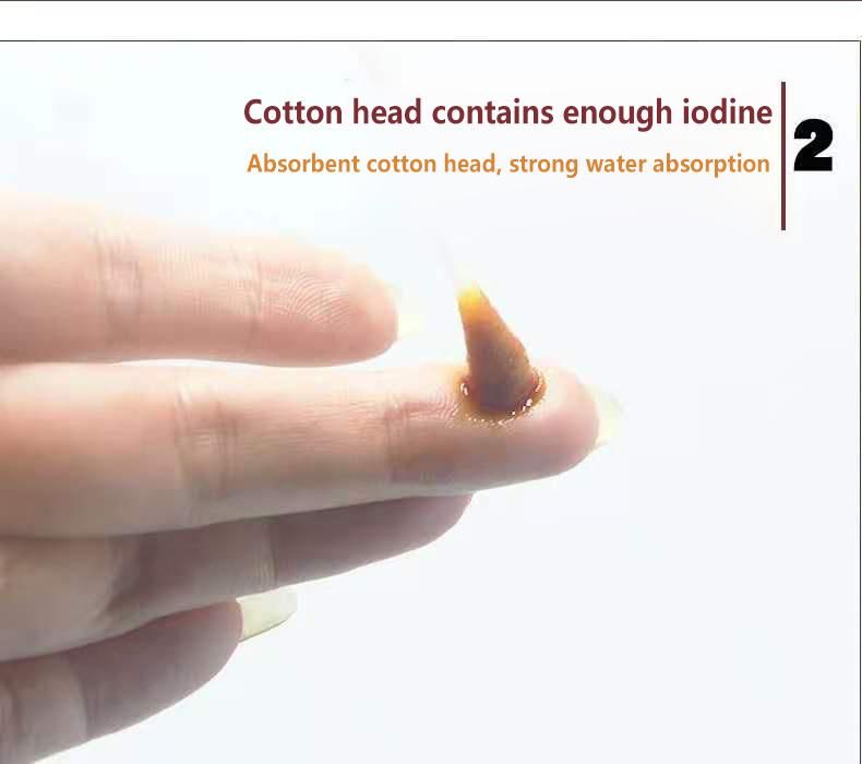 Made in China Iodophor Sterile Iodine Liquid Filled Cotton Swab Individual Packed