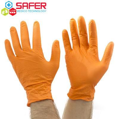 Nitrile Work Gloves Disposable Powder Free Diamond Orange
