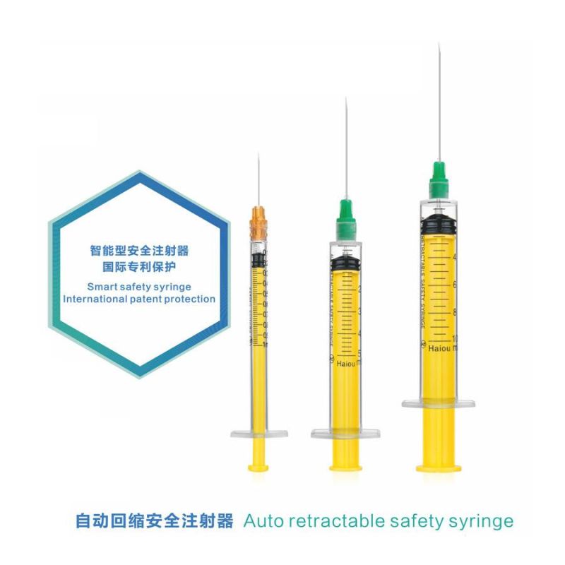 CE/FDA Approved Auto-Retractable Safety Syringe to Protect Usage