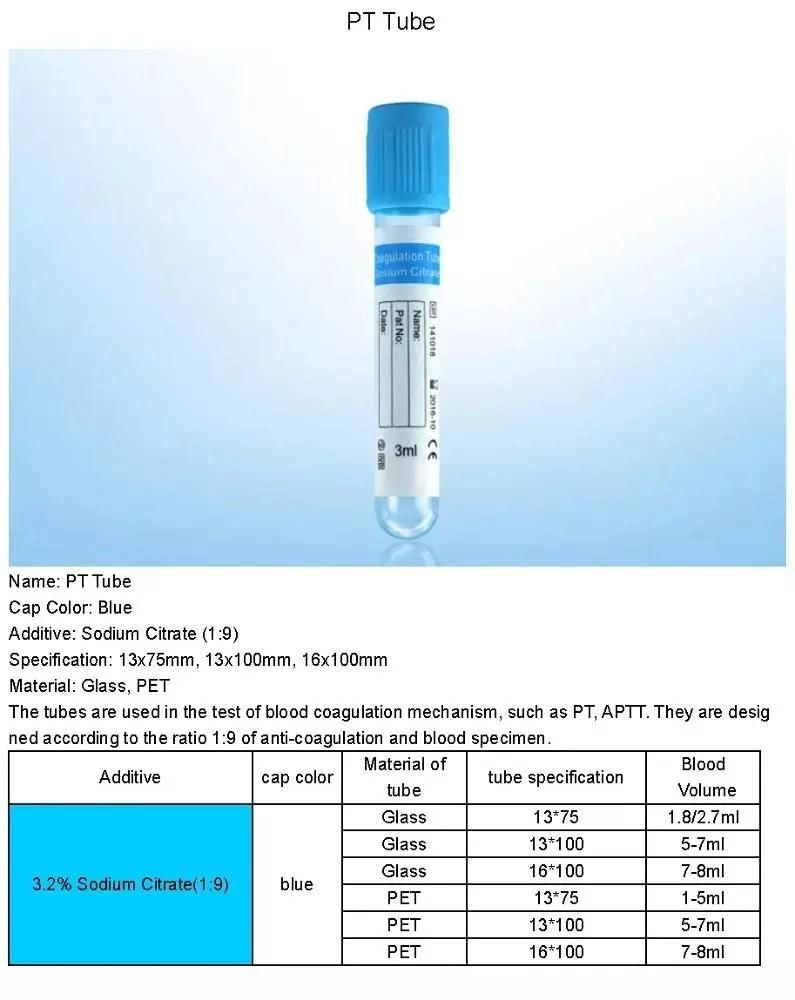 Disposable Medical Non Vacuum Blood Collection Tube