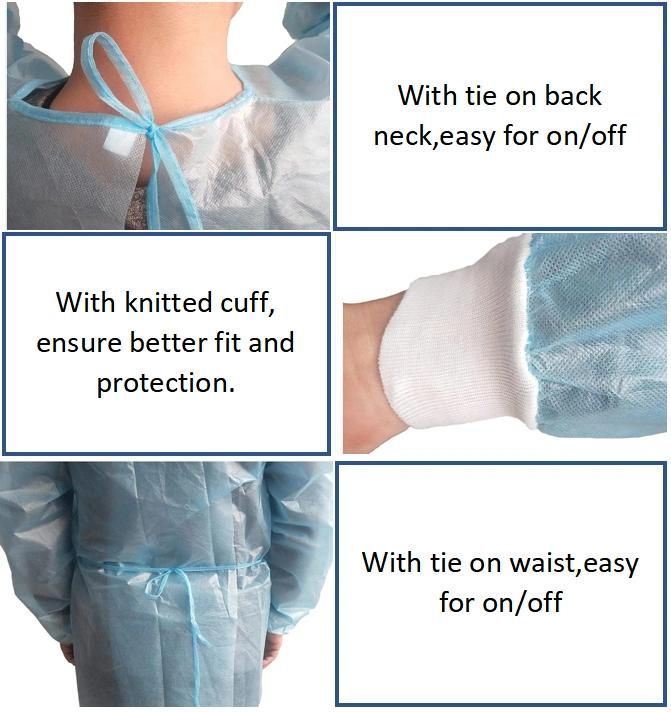 Isolation Gown Disposable Yellow Medical Waterproof PP+PE Leve1 Isolation Gown Non Woven
