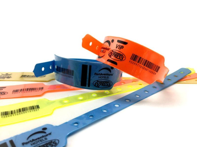 Goju Adult Waterproof Wide Shape PVC Events Wristbands with Barcode