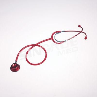 Hospital Red Colored Chest Piece &amp; Binaural Dual Head Stethoscope
