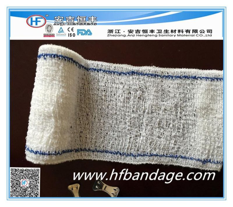 Hf a-5 Medical Surgical Spandex Bleached Elastic Crepe Bandage with Blue Line Nigeria Mareket Hot Sale