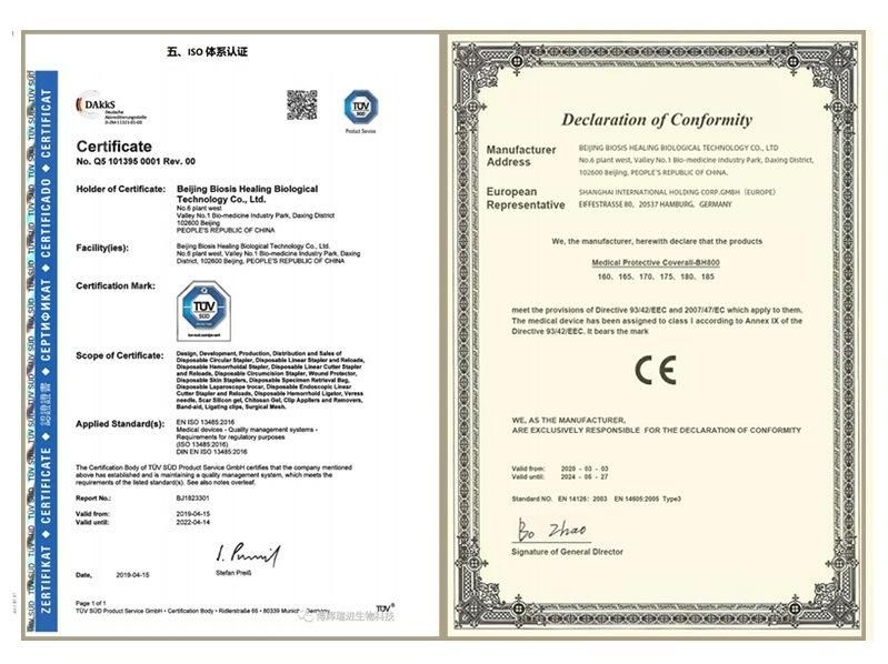 High Quality Ce FDA Protection Impervious Overall Safety Suit Protective Clothing Waterproof Gown Disposable Coverall Isolation Gown