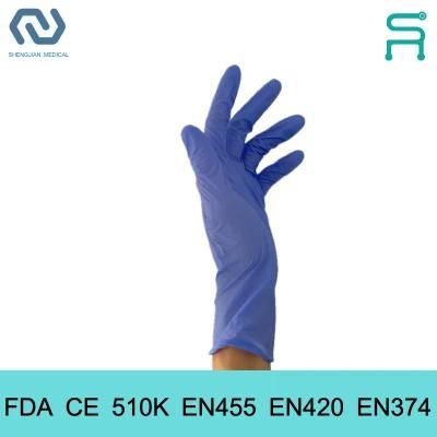 Powder Free Disposable Nitrile Gloves 510K En455 En420 Nitrile Gloves