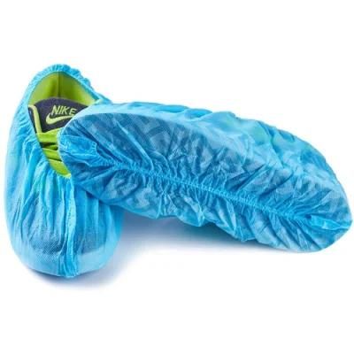 Disposable Boot Shoe Covers Non Slip with Tread Pattern 100 Piece, Blue, One Size Fits All up to XL