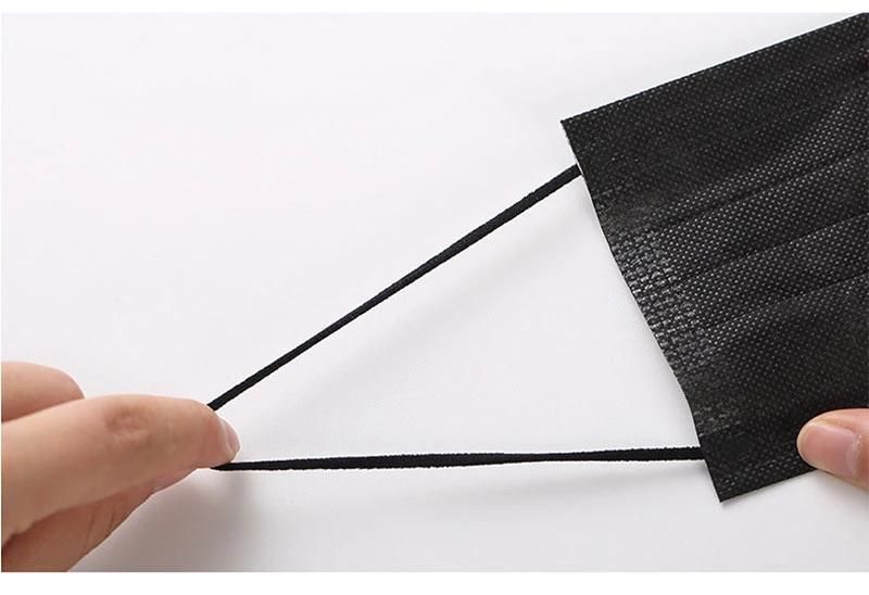 3 Ply Disposable Medical Anti Splash Dust Pm2.5 Virus FDA 510K CE En149 En14683 Approved Earloop Double Nose Clip Black Color Face Mask