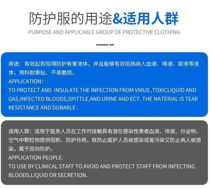 Ropa Protectora Desechable Suits ICU with Ce Certifications