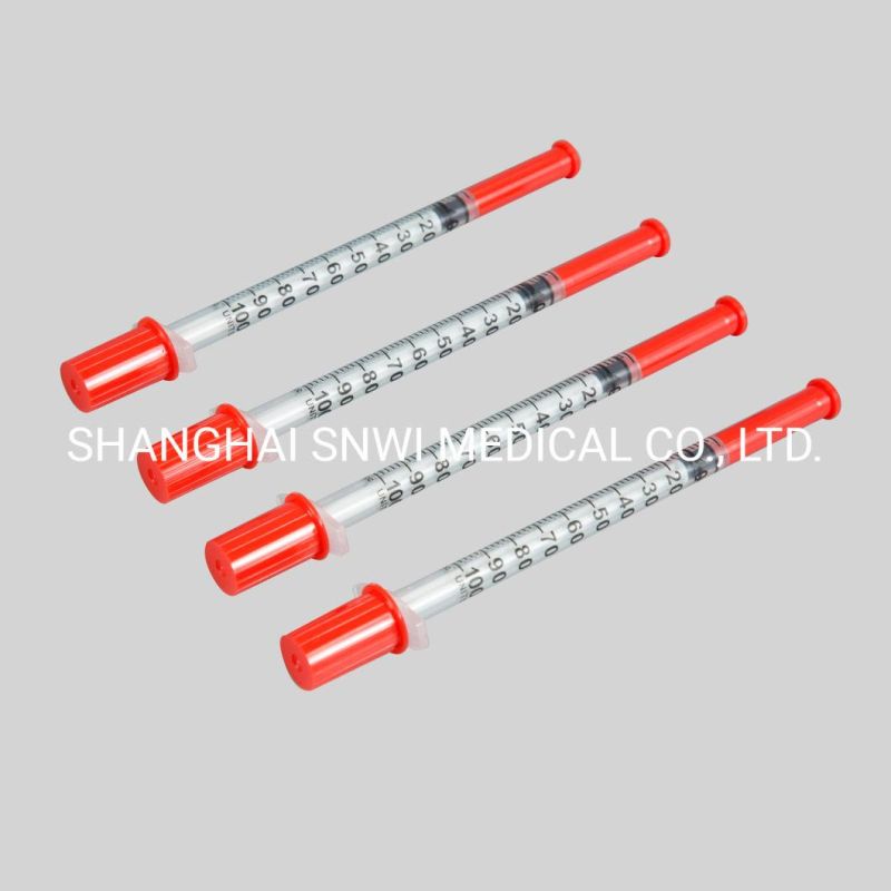 U-40 /U-100/0.3ml/0.5ml/1ml Disposable Sterile Orange Cap Insulin Syringe with CE ISO Certificate