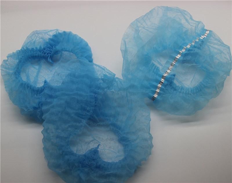 Disposable White & Blue Stripe Mob Mop Caps Hairnets
