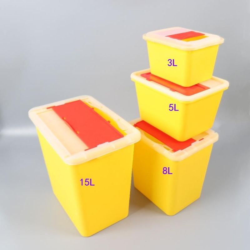 8L Square Shape Disposable Medical Waste Needle Storage Safety Sharp Container