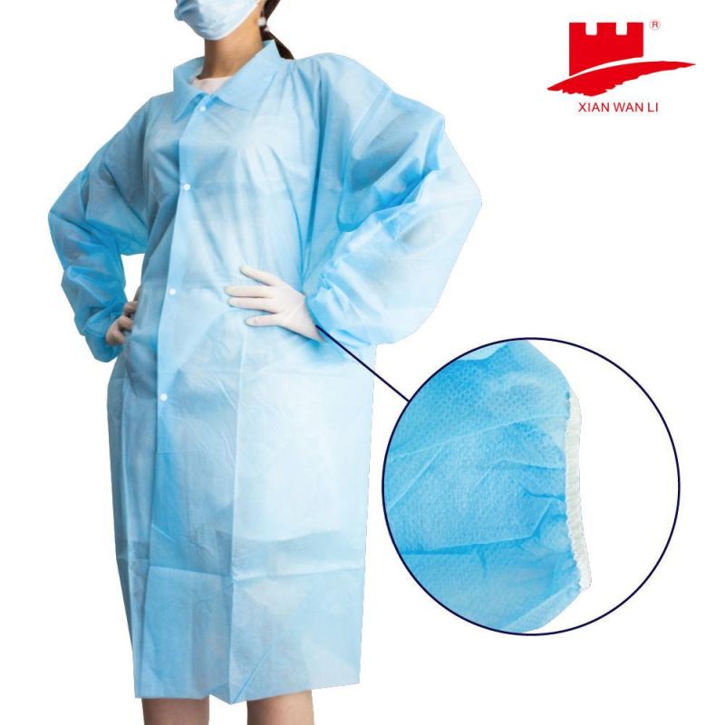 Disposable Nonwoven Visitor Gown Disposable Lab Coat Lab Gown