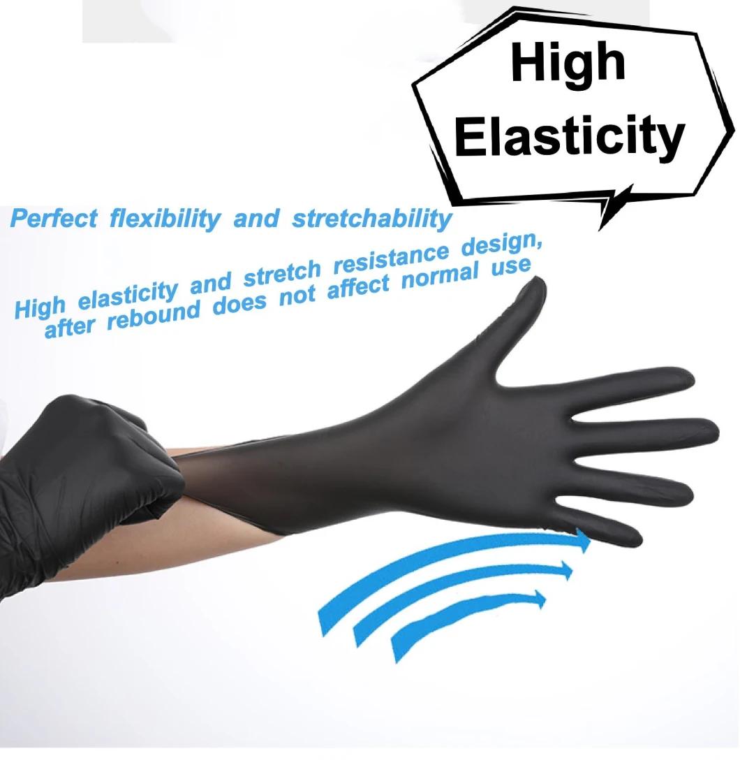 Powder Free Disposable Nitrile Gloves with Black Color FDA CE