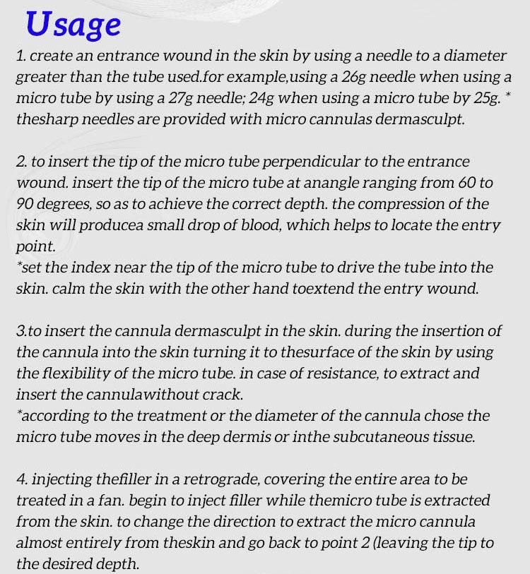 for Injectable Hyaluronic Acid to Buy Disposable Dermal Syringe Micro Cannula Blunt