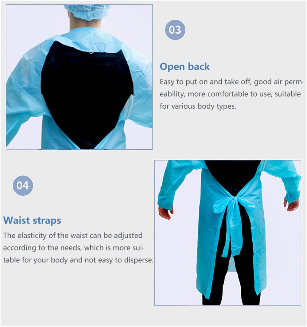 Plastic Surgicalwaterproof Isolation Gown CPE Apron with Sleeves