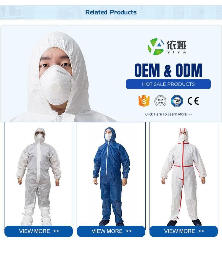 Disposable Type 5 6 Medical Coverall Protective Clothing Type 6 Disposable Coverall with Hooded