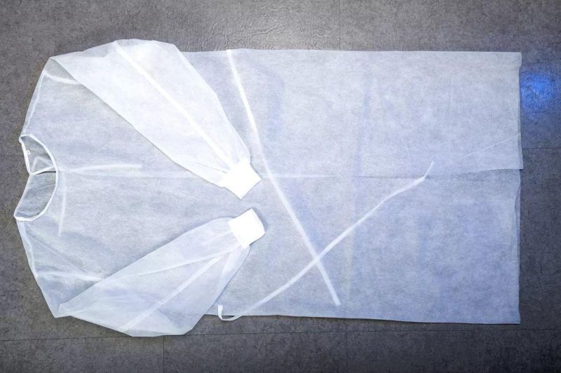 Disposable Medical Isolation Gown Low Price White PP Non-Woven Fabric 35g
