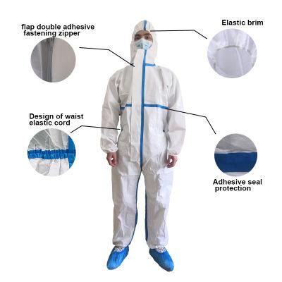 Microporous Laminate Hooded Overalls White Disposable Suits Disposable Clothing En14126 Coverall