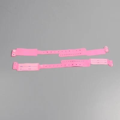 Pink Color Disposable Hospital Patient Mom and Baby PVC Plastic ID/Identification Bands