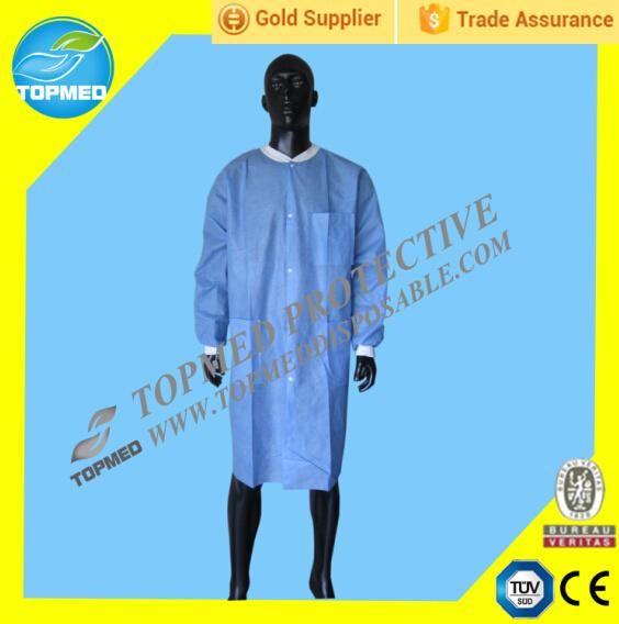 Nonwoven Disposable Lab Coat, Medical Lab Coat with Elastic Cuff