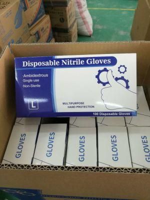 Disposible Powder Free Ce Nitrile Gloves Blue Black Color Size From S to XL En455