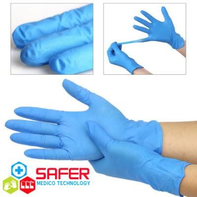 Blue Disposable Nitrile Examination Work Glove with Powder Free