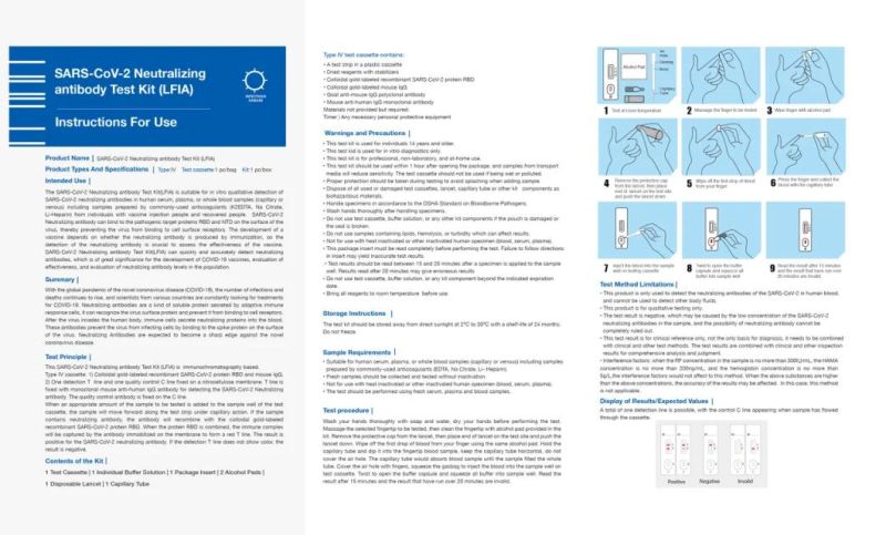 New Arrivals Novel Virus Neutralizing Rapid Antibody Test Kit with CE