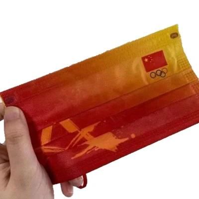 Nonwoven Consumable Red Start Printing Olympics Protective Use Face Mask