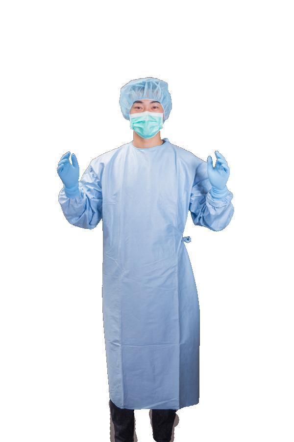 Cost-Effective Disposable Isolation Gown Waterproof Blue Color Knit Cuffs Medical SMS Isolation Gown