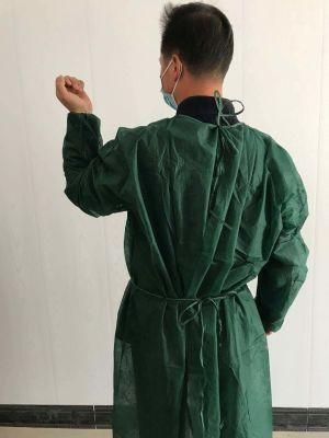 Green Patient Non Woven Disposable Isolation Cover Gown with Elastic Cuffs
