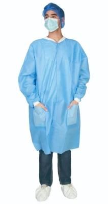 Factory Hot Sales Mass Production Cheap Price PP or SMS Nonwoven Fabric with Zipper Disposable Blue Lab Coat