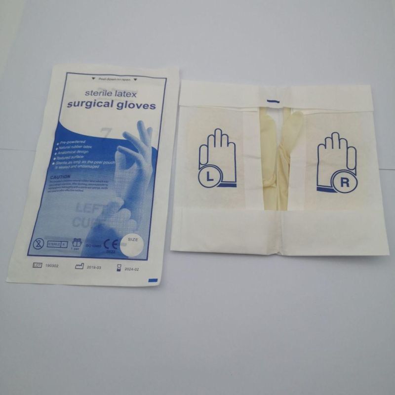Disposable Medical Grade Sterile Latex Surgical Gloves with Powdered