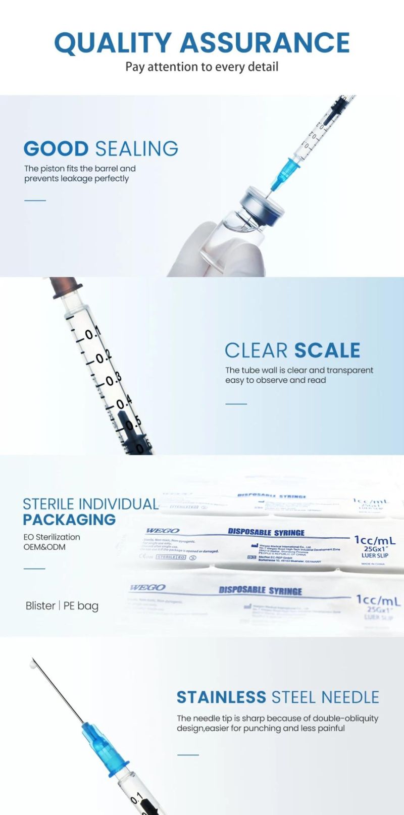 China Wholesale Medical Disposable Vaccine Luer Lock Injection Syringe
