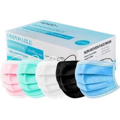 50PCS/Box Breathable Nose Mouth Cover 3 Filter Layer Earloop Disposable Face Mask Nonwoven Face Mask