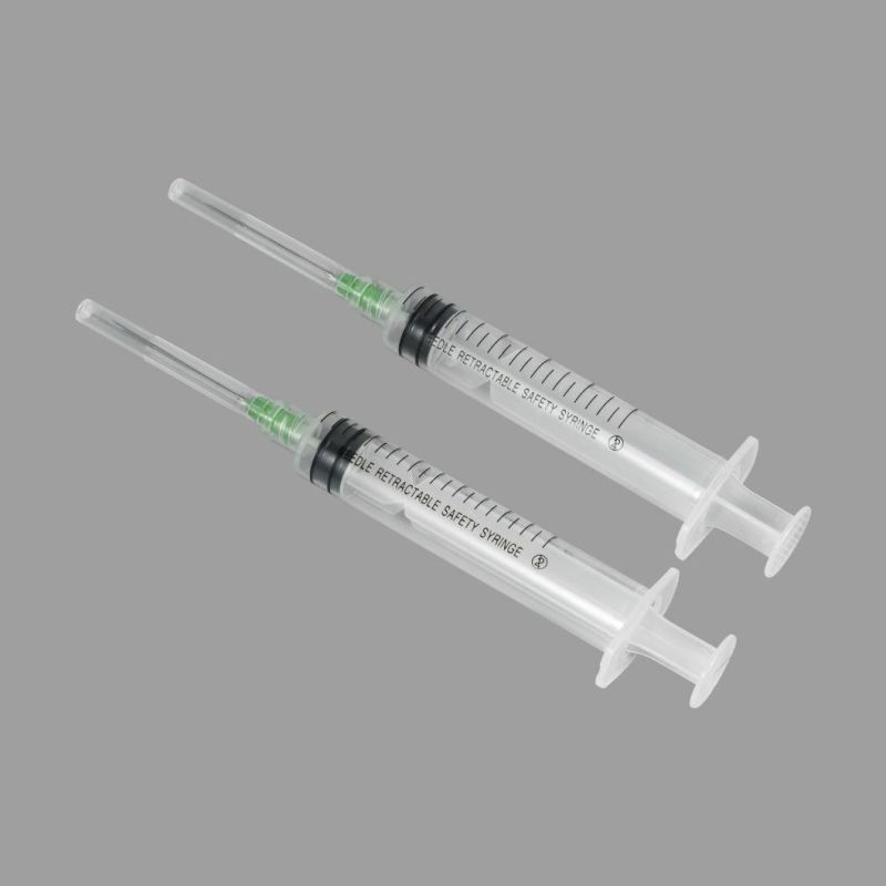 CE/FDA Approved Manual Retractable Safety Syringe 1/3/510ml for Hypodermic Injection