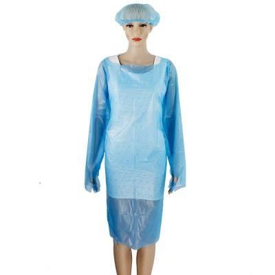Disposable CPE Plastic Gowns Full Sleeve Aprons Isolation Medical Gown
