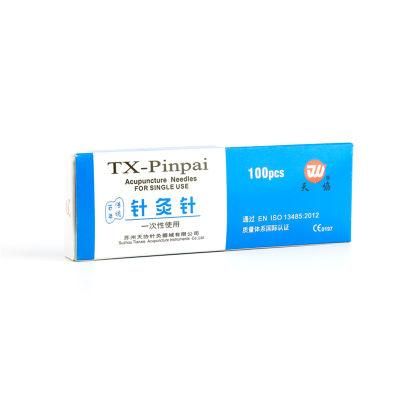 100PCS/Box Tianxie Brand Disposable Sterile Silver Wire Handle Acupuncture Needles with Plastic Bag Packing