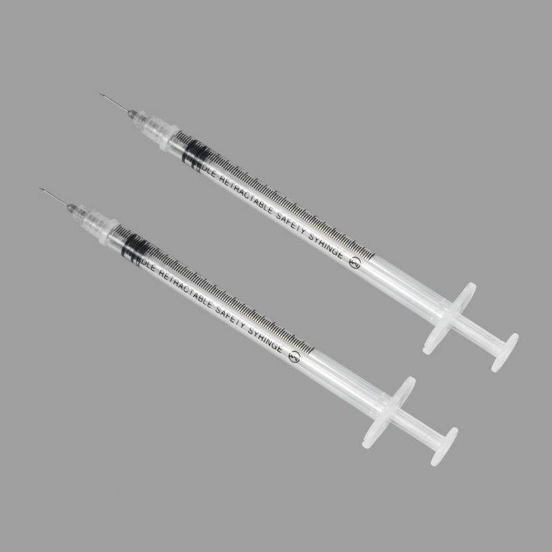 CE/FDA Approved Manual Retractable Safety Syringe 1/3/510ml for Hypodermic Injection