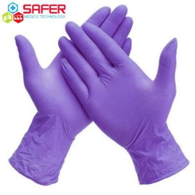 Disposable Medical Examination Latex Free or Vinyl Free Violet Nitrile Gloves