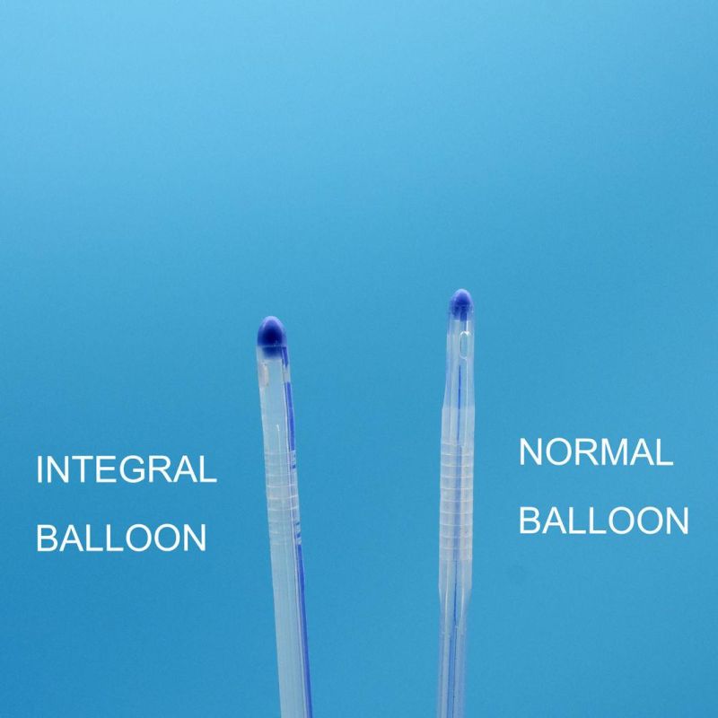 Integrated Flat Balloon Silicone Urinary Catheter with Tiemann Tip, Round Tip, Open Tip, 2 Way, 3 Way Uretheral or Suprapubic Use China Manufacture