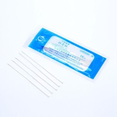 Disposable Sterile Silver Wire Handle Medical Long Round Sharp Needles with Plastic Bag Packing
