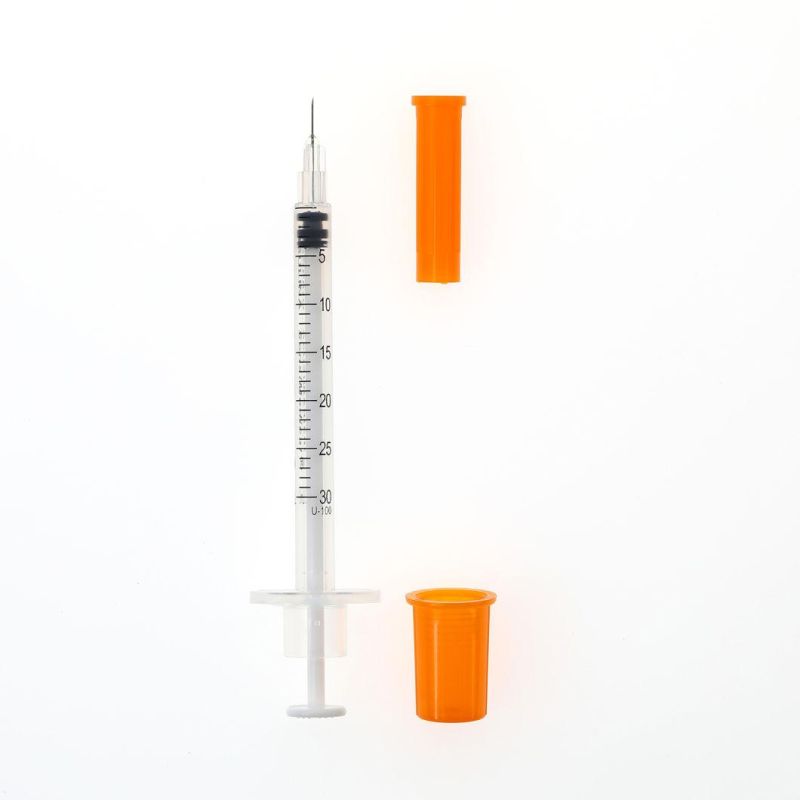 Sterile Disposable Medical Insulin syringe with Fixed Ultra Fine Needle U-40/U-100 0.3ml/0.5ml/1.0ml High-Quality CE&ISO