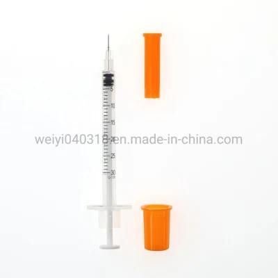 Sterile Disposable Medical Insulin syringe with Fixed Ultra Fine Needle U-40/U-100 0.3ml/0.5ml/1.0 CE&ISO