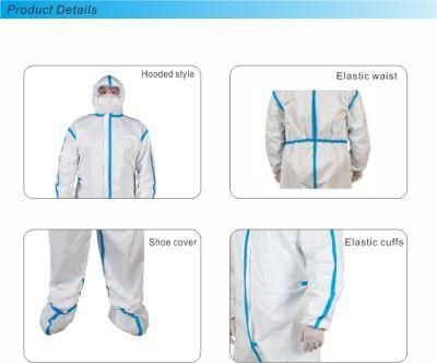 72GSM Sfs PE Non Woven PPE Medical Suite Disposable Gown Protect Suit
