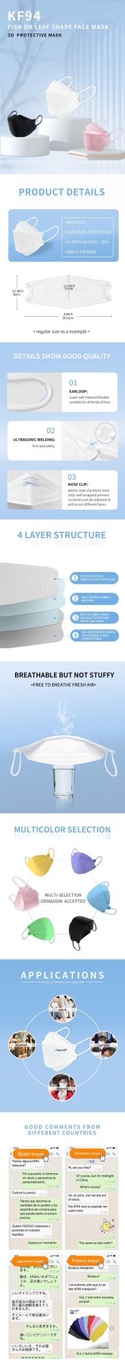 High Quality Custom Kf94 Mask Factory Breathable Kf94 Face Mask Earloop Kf94 Melt Blown Protective Mask