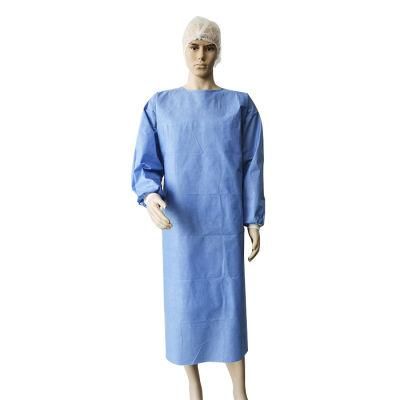 Non Woven SMS 45GSM Disposable Surgical Supplies Protective Gown Surgical Clothing Reinforced Surgeons Gowns with Hook and Loop