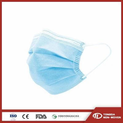 Earloop 3 Ply Layer Good Quality Disposable Mask Wholesale Non Woven Surgical Sterile Civil Adult Mouth Breathing Blue White