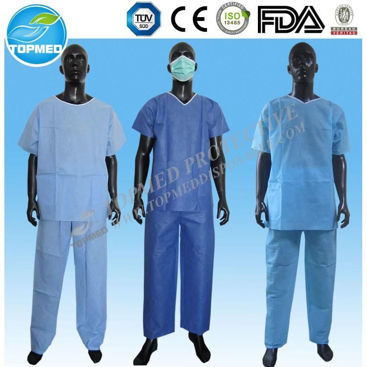 Disposable Surgical Sterile Soft Doctor Scrub Suit with Short Sleeves
